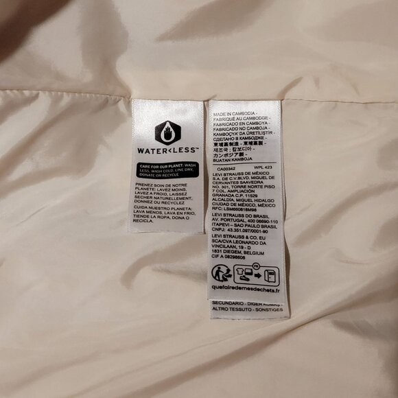 Levi's Relaxed Jacket Mens Adult XL Cream Sherpa Fleece Blue Denim Arms Trucker - Picture 8 of 16